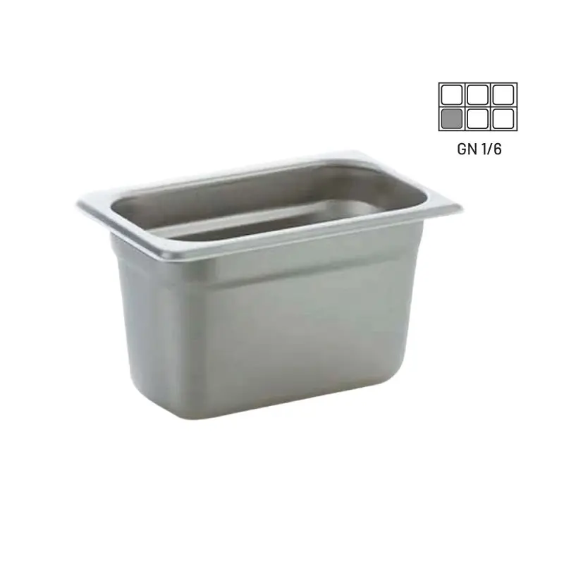 Azafate gastronorm 1/6 15 cm acero inoxidable para cocina industrial