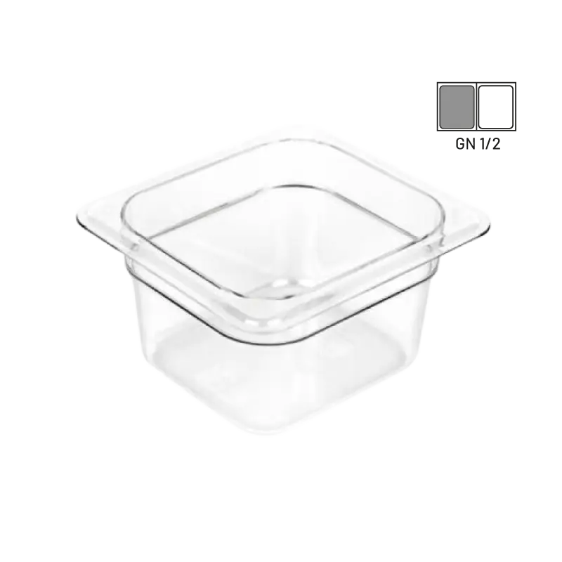 Azafate 1/2 10 cm policarbonato transparente para buffet y cocina