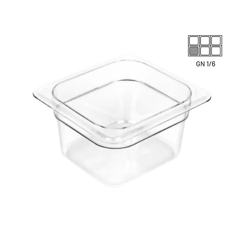 Azafate 1/6 policarbonato transparente para buffet y cocina