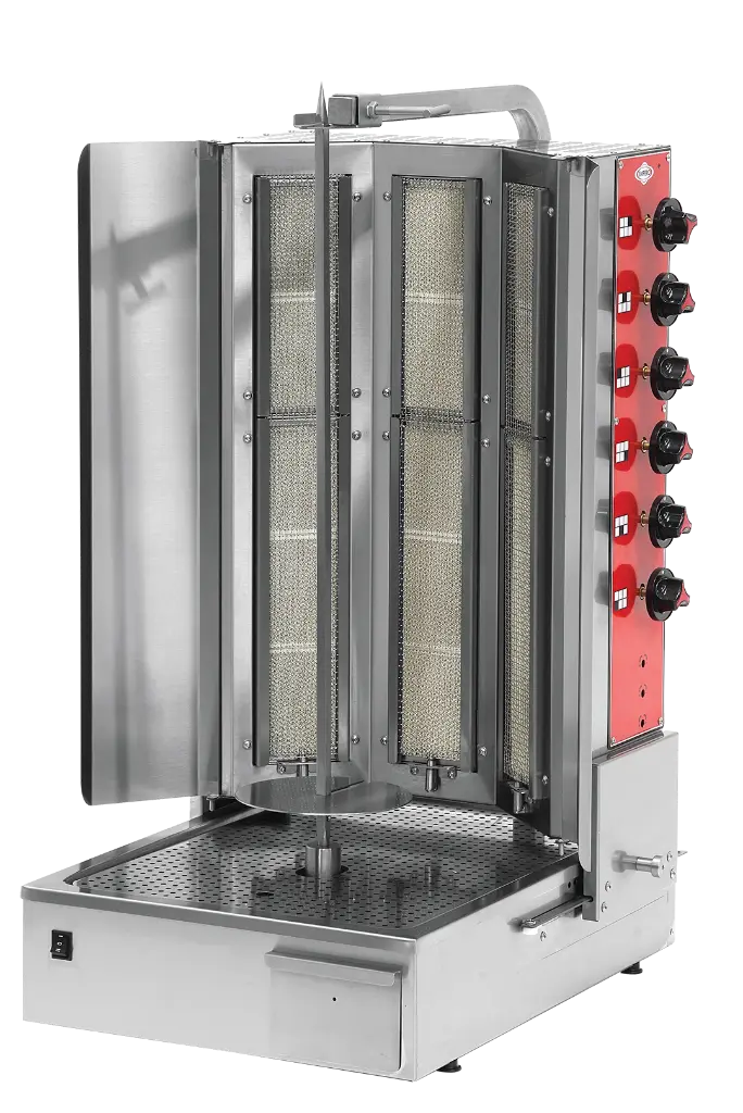 Gas Shawarma Machines Motor at Bottom 6 burner