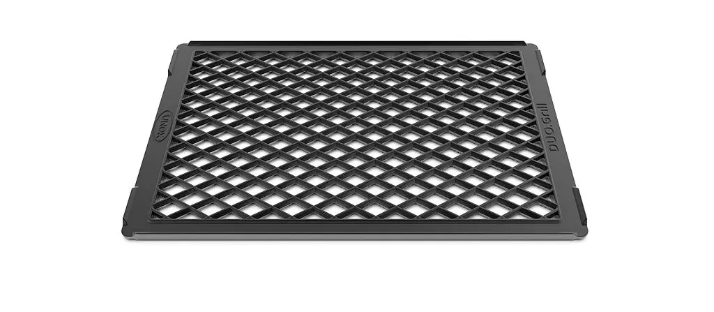 Bandeja rombo.grill, en aluminio antiadherente con cuadrícula romboidal, compatible con gn 1/1 o 2/1, ideal para grill de carnes y verduras