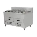 Asador horizontal para pollo a carbón con pinchos y cajón de cenizas cocina industrial
