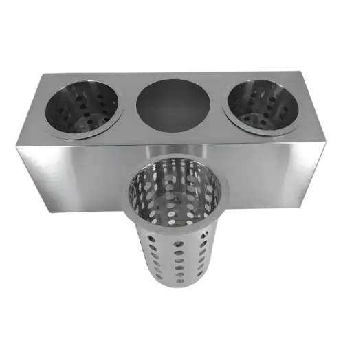[HL01600100201] Porta cubiertos en acero para 3 insertos
