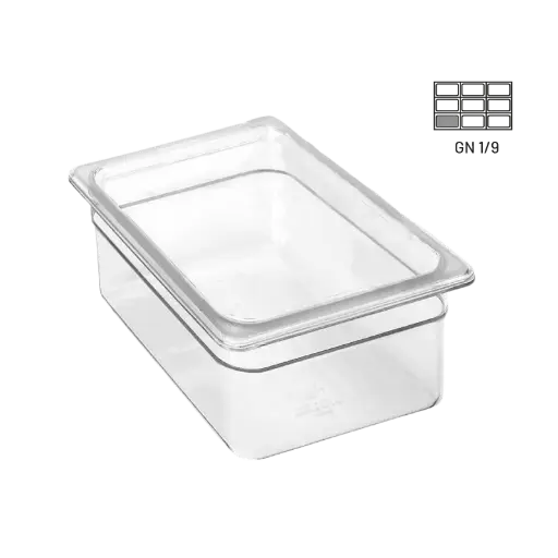 [JE-P1906] Azafate 1/9 6.5 cm policarbonato transparente para buffet y cocina