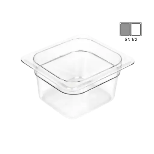 [JD-P1210] Azafate 1/2 10 cm policarbonato transparente para buffet y cocina