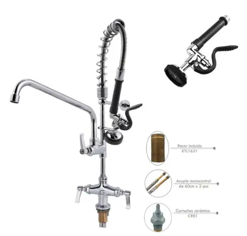 [MNPR1108C-AO] Grifo cuello de ganso, 2 salidas, acople inferior, cuello medio