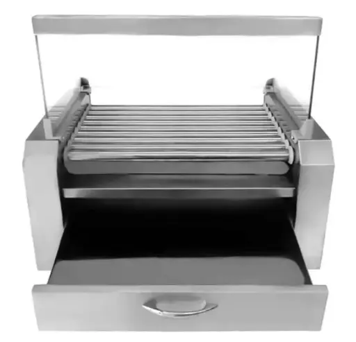 [HD-300-9] Asador eléctrico de salchichas 9 rodillos acero inoxidable para comidas rápidas y minimercado